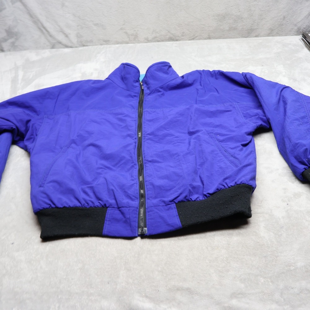 North Face Jacket Men Large Blue Fleece Lined Full Zip Bomber USA Made VTG